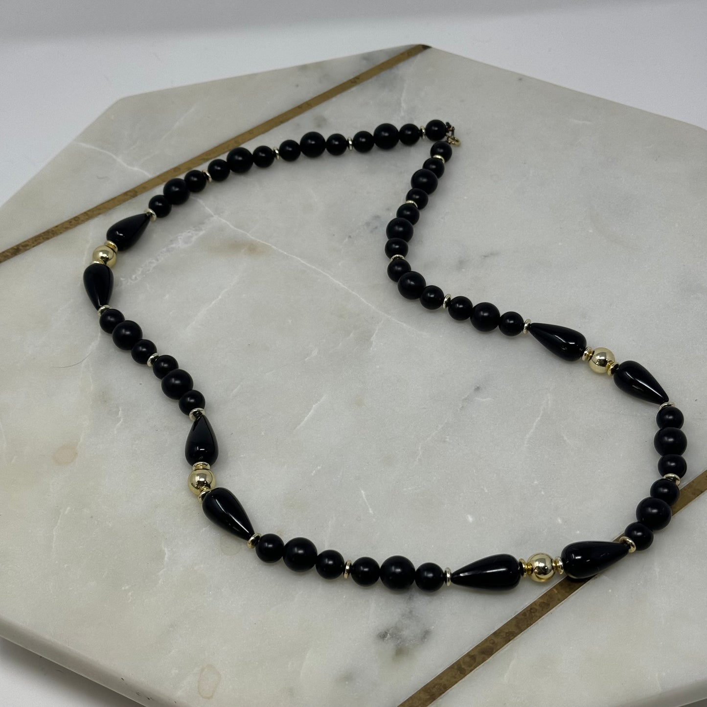 Necklace Retro Statement Black Beaded Strand 28 in Fashion Jewelry