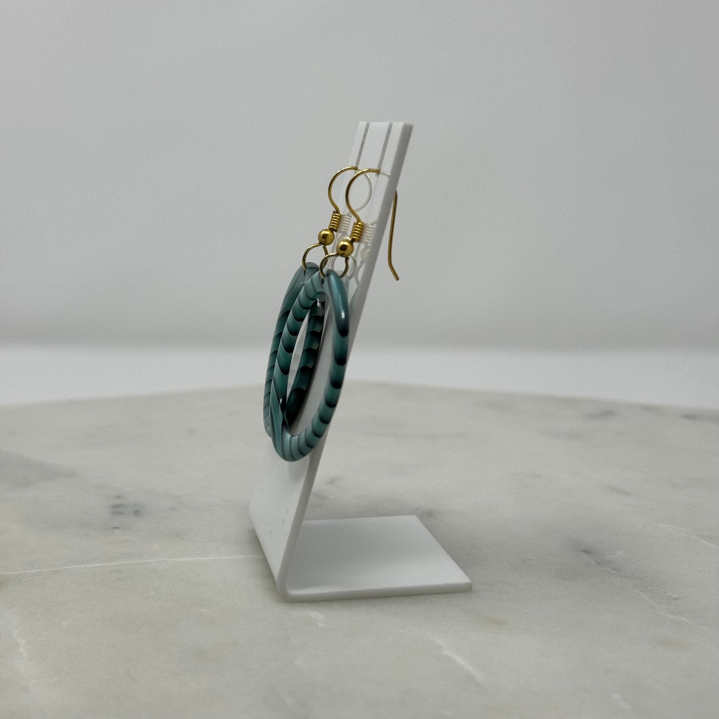 Blue Acrylic Dangle Hoop Earrings