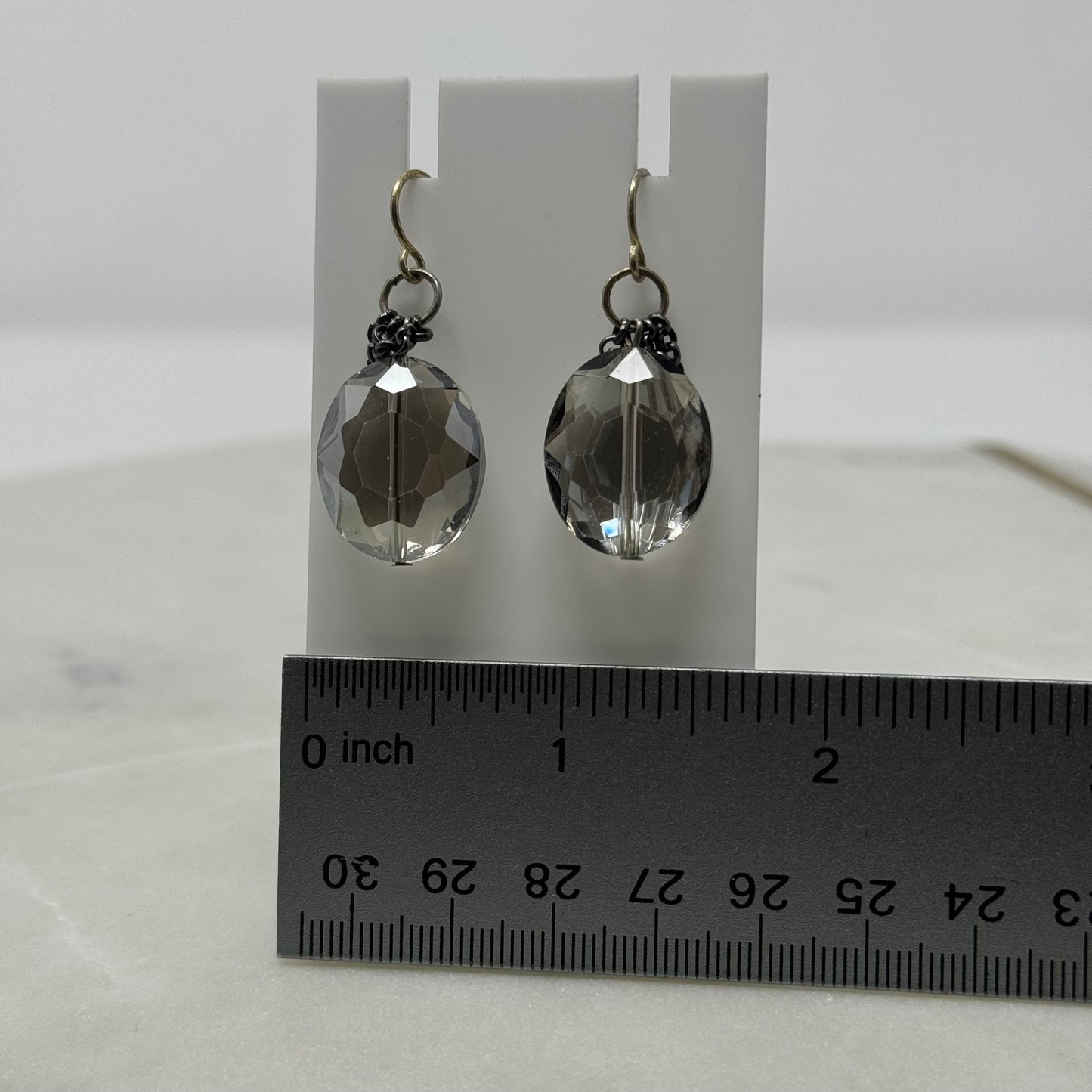 Faceted Glass Crystal Hook Dangle Earrings