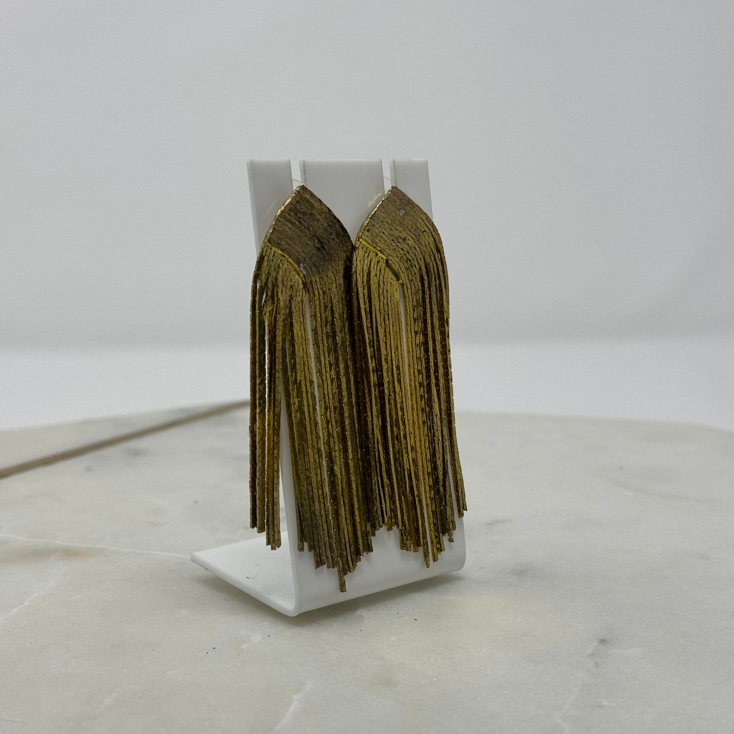 Gold Boho Metal Fringe Statement Earrings