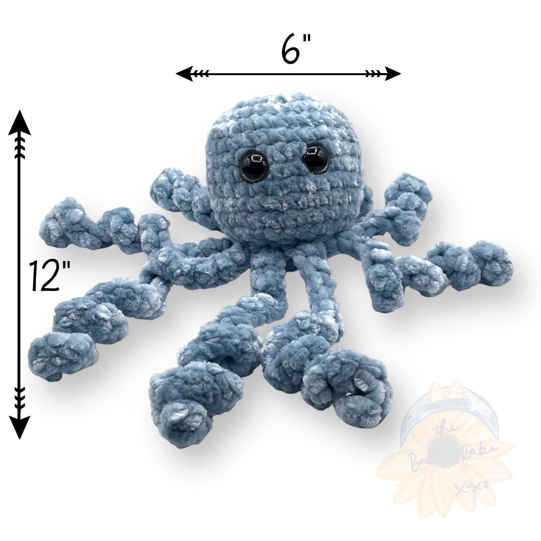 Large Light Blue Velvet Octopus