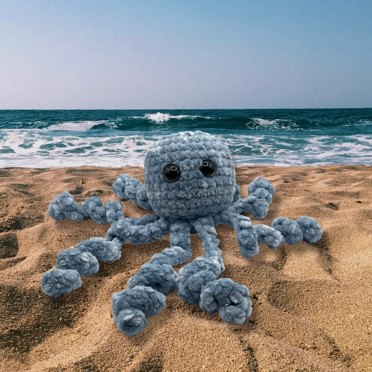 Large Light Blue Velvet Octopus