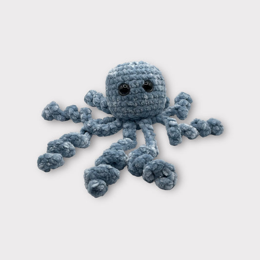 Large Light Blue Velvet Octopus