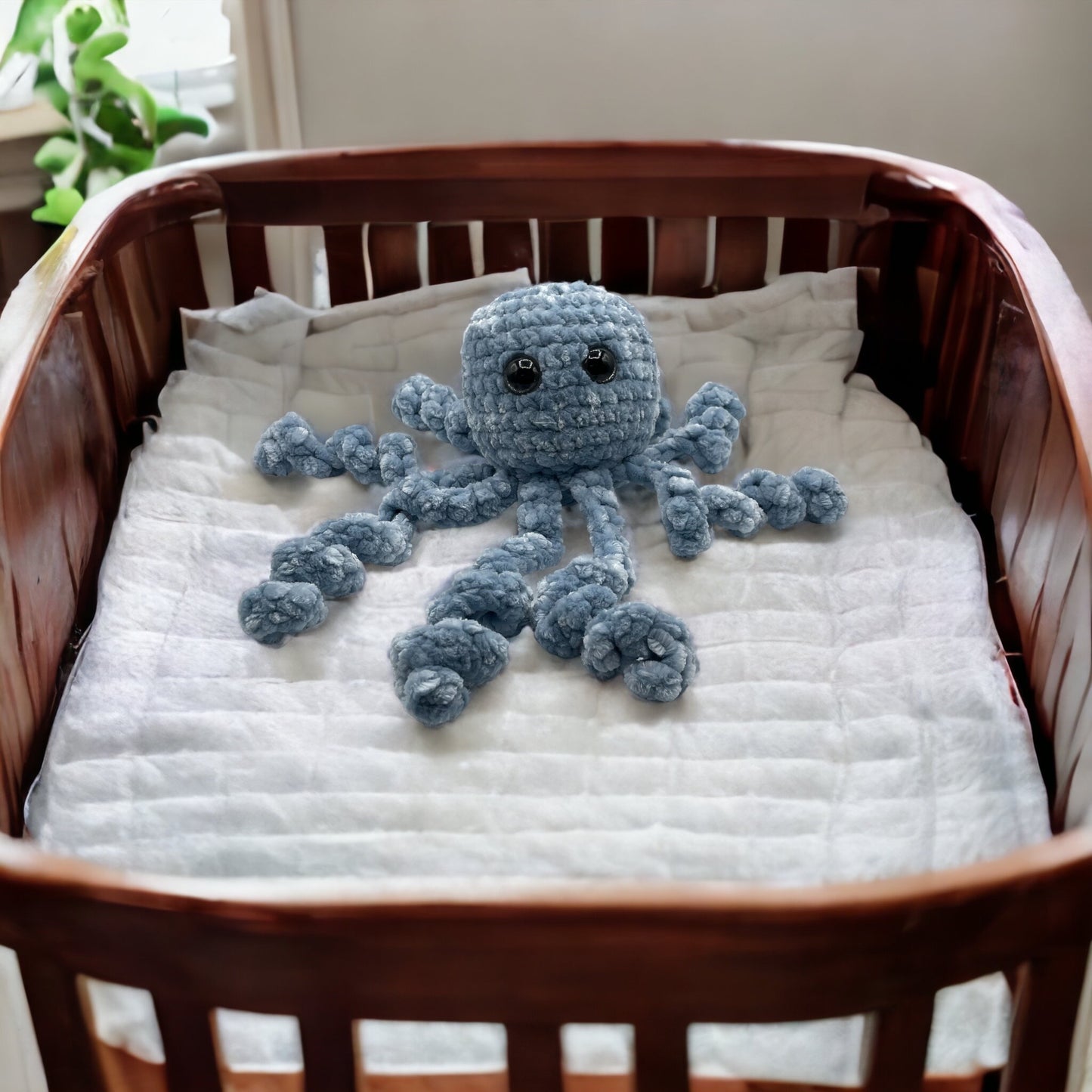 Large Light Blue Velvet Octopus