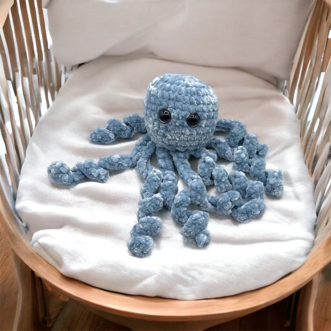 Large Light Blue Velvet Octopus