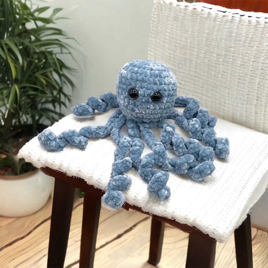 Large Light Blue Velvet Octopus