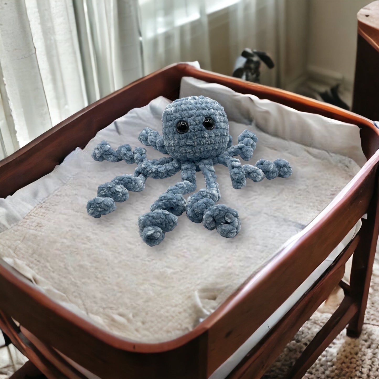 Large Light Blue Velvet Octopus